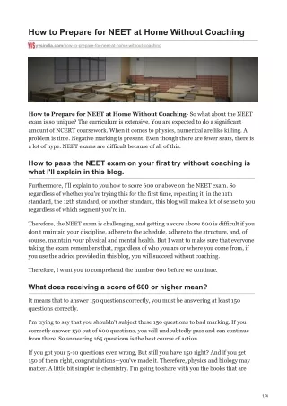 how to prepare for neet at home without coaching