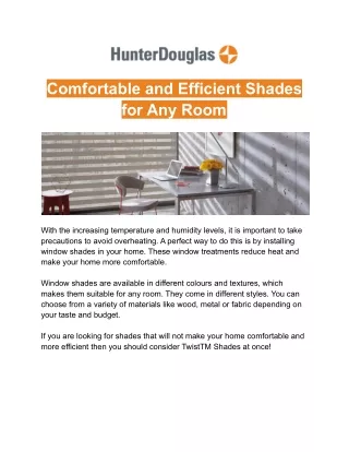 comfortable and efficient shades for any room