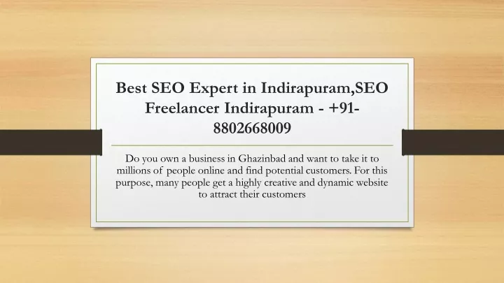 best seo expert in indirapuram seo freelancer