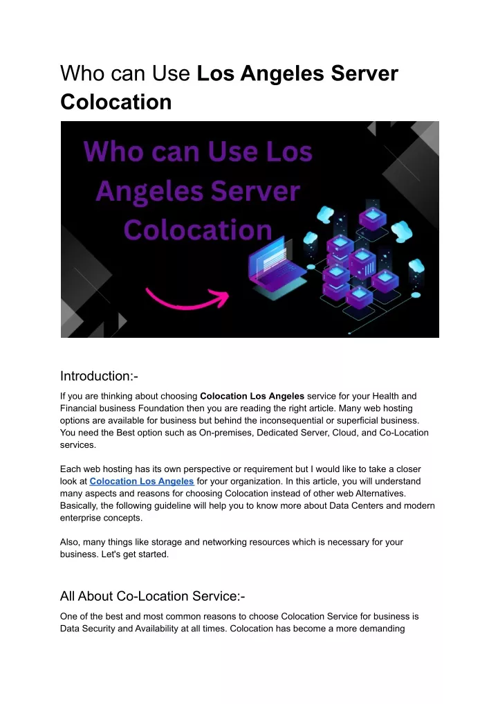 who can use los angeles server colocation