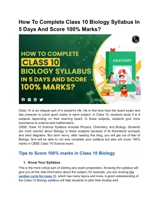 how to complete class 10 biology syllabus