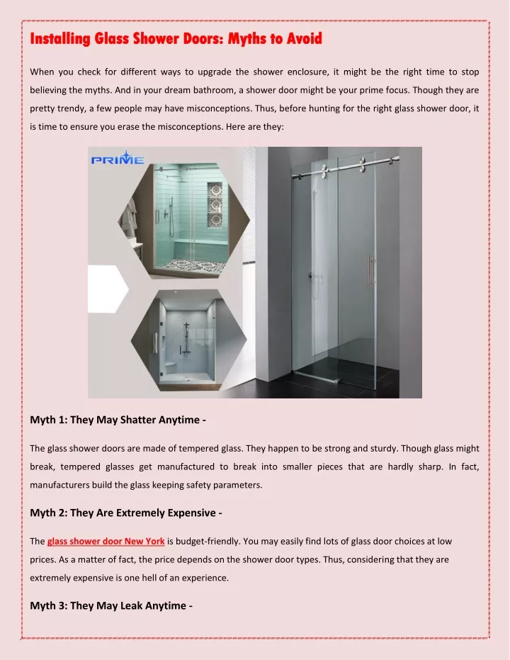 installing glass shower doors myths to avoid