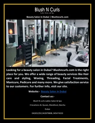 Beauty Salon In Dubai | Blushncurls.com