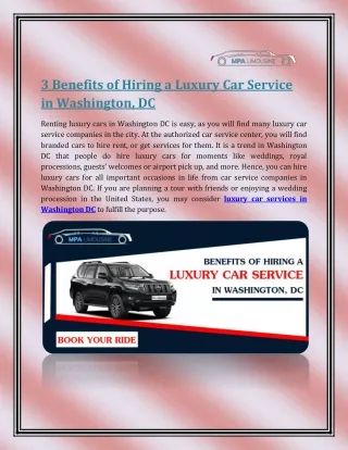 3 Benefits of Hiring a Luxury Car Service in Washington, DC