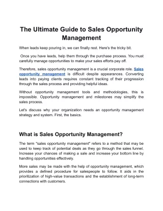 the ultimate guide to sales opportunity management