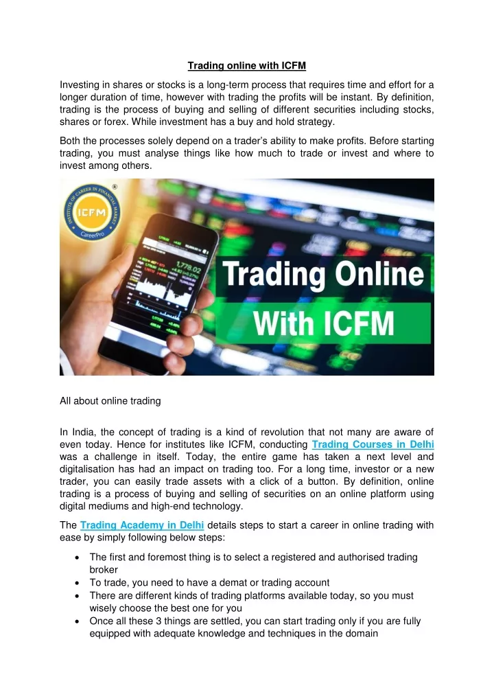 trading online with icfm