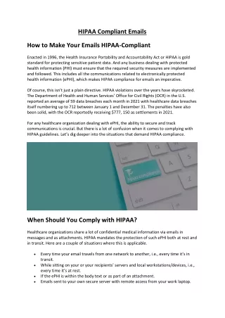 HIPAA Compliant Emails