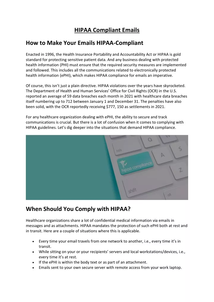 hipaa compliant emails