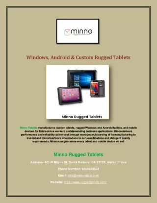 Minno Rugget Tablets | Windows Android Custom Rugged Tablets