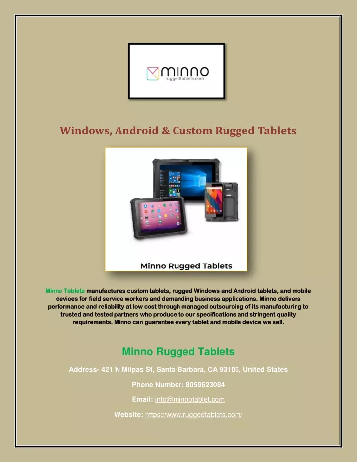windows android custom rugged tablets