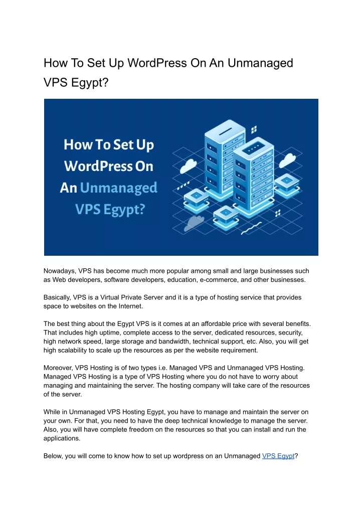 how to set up wordpress on an unmanaged vps egypt