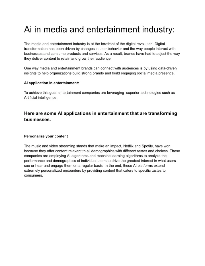 ai in media and entertainment industry