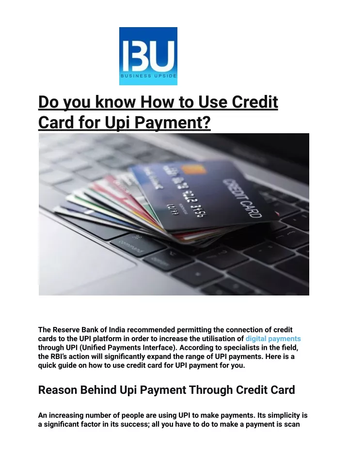 do you know how to use credit card for upi payment