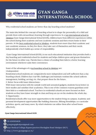 Why residential school students are better than day boarding school student