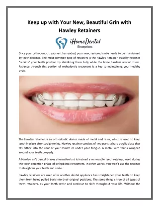 Keep up with Your New, Beautiful Grin with Hawley Retainers