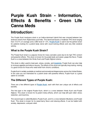 Purple Kush Strain - Info - Green Life Canna Meds