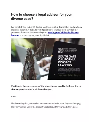 How to choose a legal advisor for your divorce case