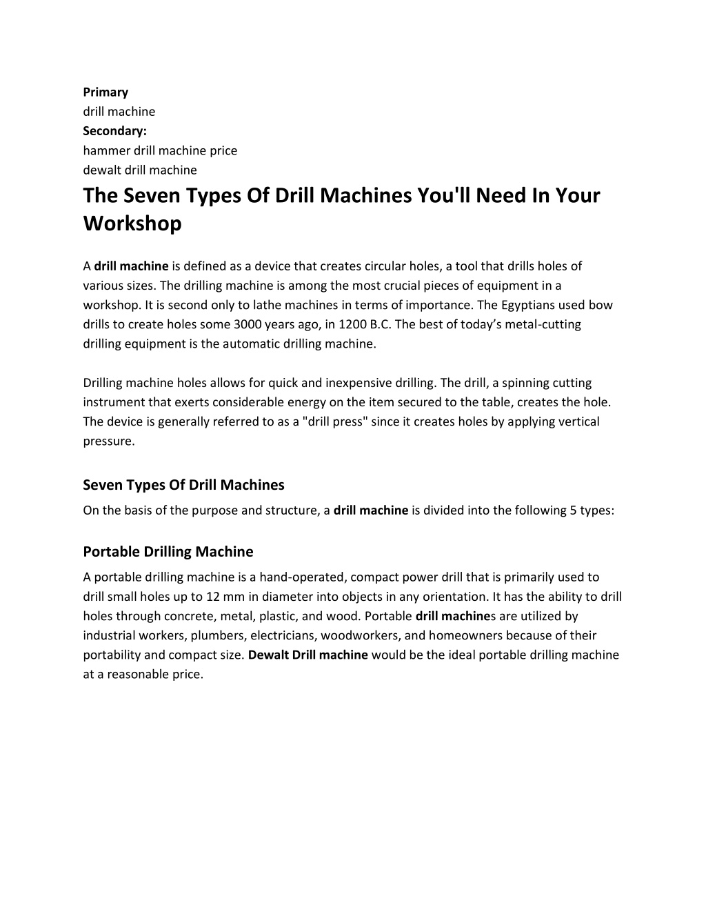 PPT - The Seven Types Of Drill Machines You'll Need In Your Workshop ...