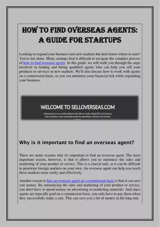 How to Find Overseas Agents A Guide for Startups