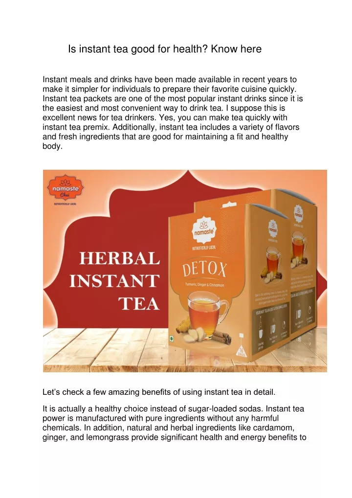 is instant tea good for health know here