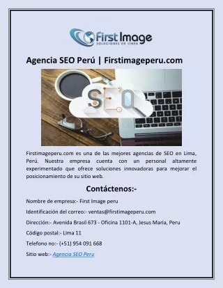 Agencia SEO Perú | Firstimageperu.com