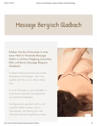 Massage Bergisch Gladbach | Namaste Massage