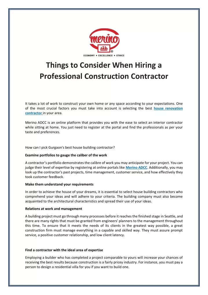 things to consider when hiring a professional