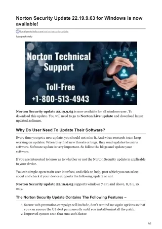Norton Security Update 2219963 for Windows is now available