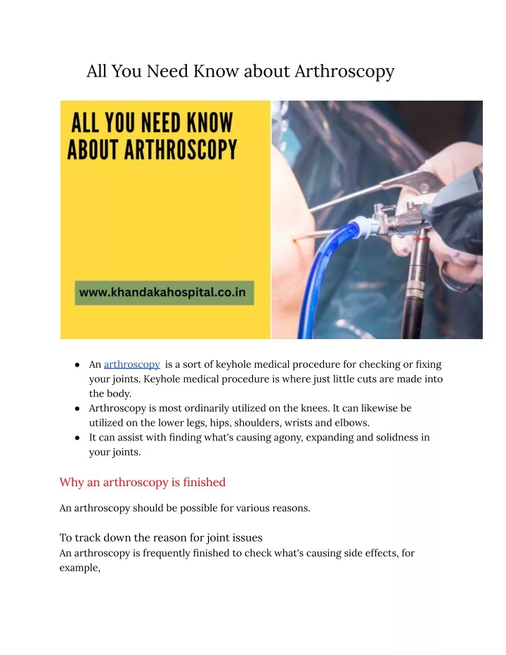 all you need know about arthroscopy