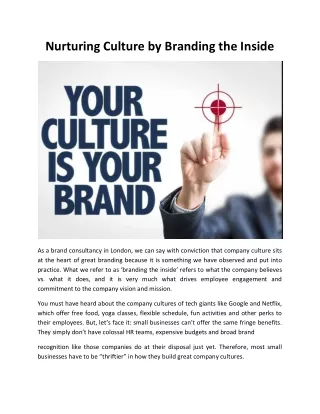 Nurturing Culture by Branding the Inside