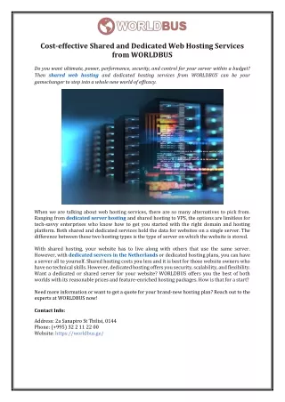 cost effective shared and dedicated web hosting