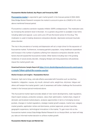 fluvoxamine market outlook key players