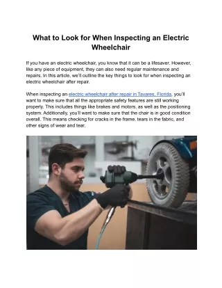 what to look for when inspecting an electric