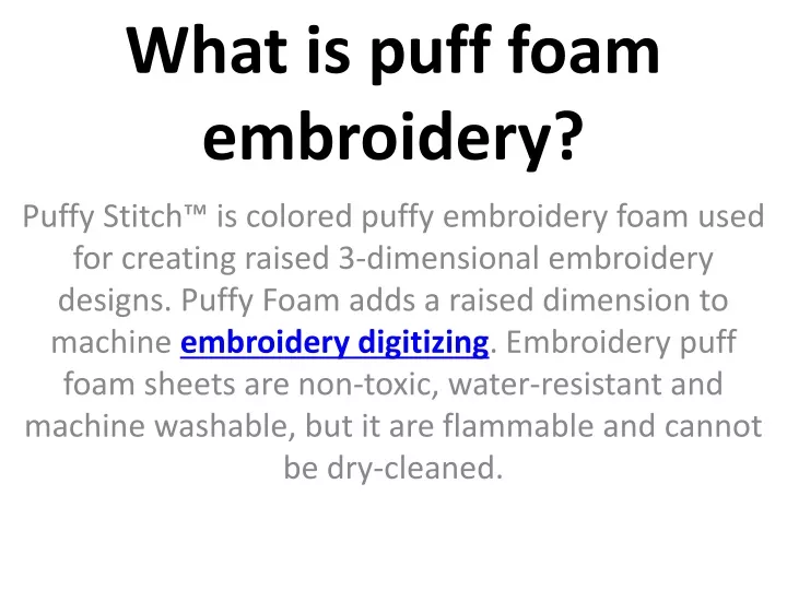 what is puff foam embroidery