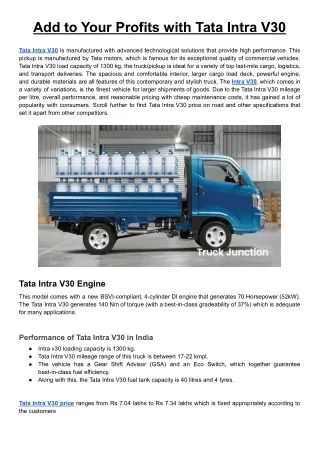 add to your profits with tata intra v30