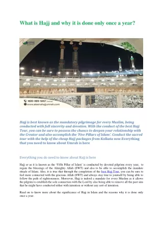 what is hajj and why it is done only once a year