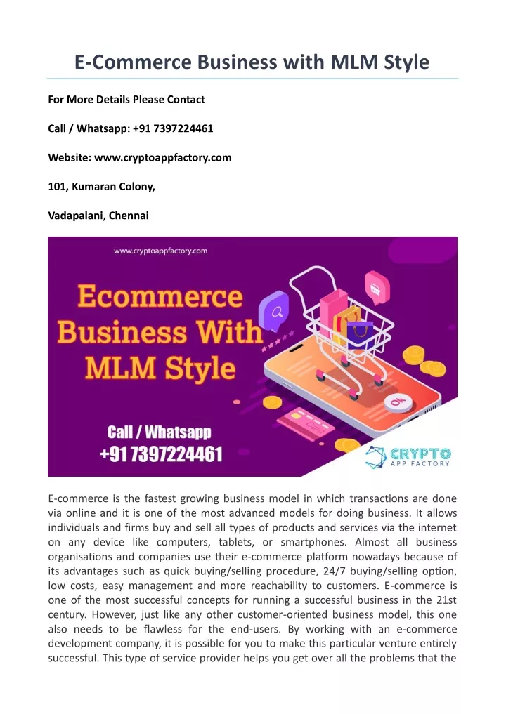 e commerce business with mlm style