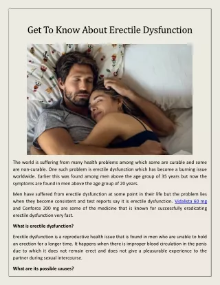 Get to Know About Erectile Dysfunction