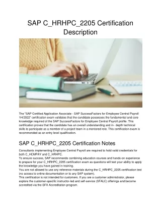 sap c hrhpc 2205 certification description