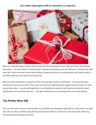 Gift Wine Subscription -  Mai Vino
