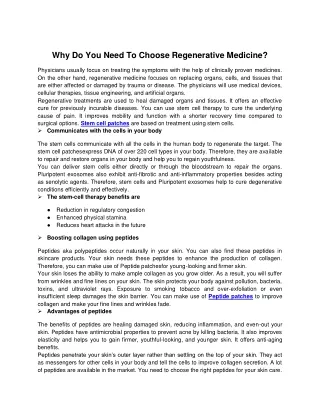 why do you need to choose regenerative medicine