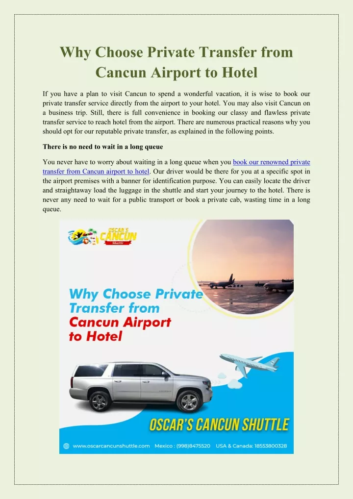 why choose private transfer from cancun airport