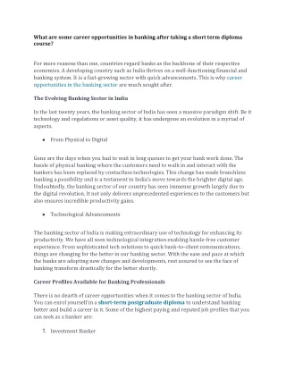 what are some career opportunities in banking