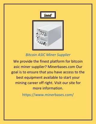 Bitcoin ASIC Miner Supplier