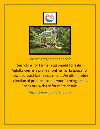 Farmer Equipment For Sale