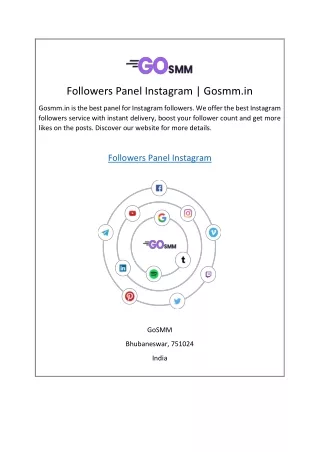 Followers Panel Instagram | Gosmm.in