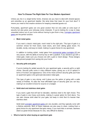 how to choose the right gate for your modern
