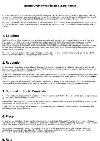 Modern Overview to Choosing Funeral Homes