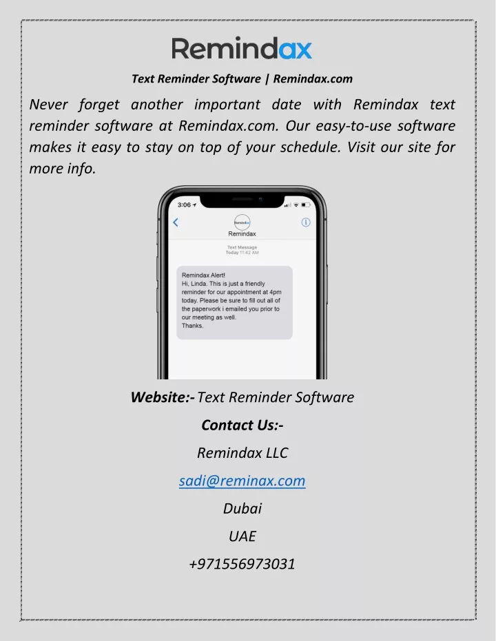 text reminder software remindax com