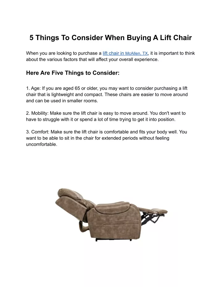 5 things to consider when buying a lift chair